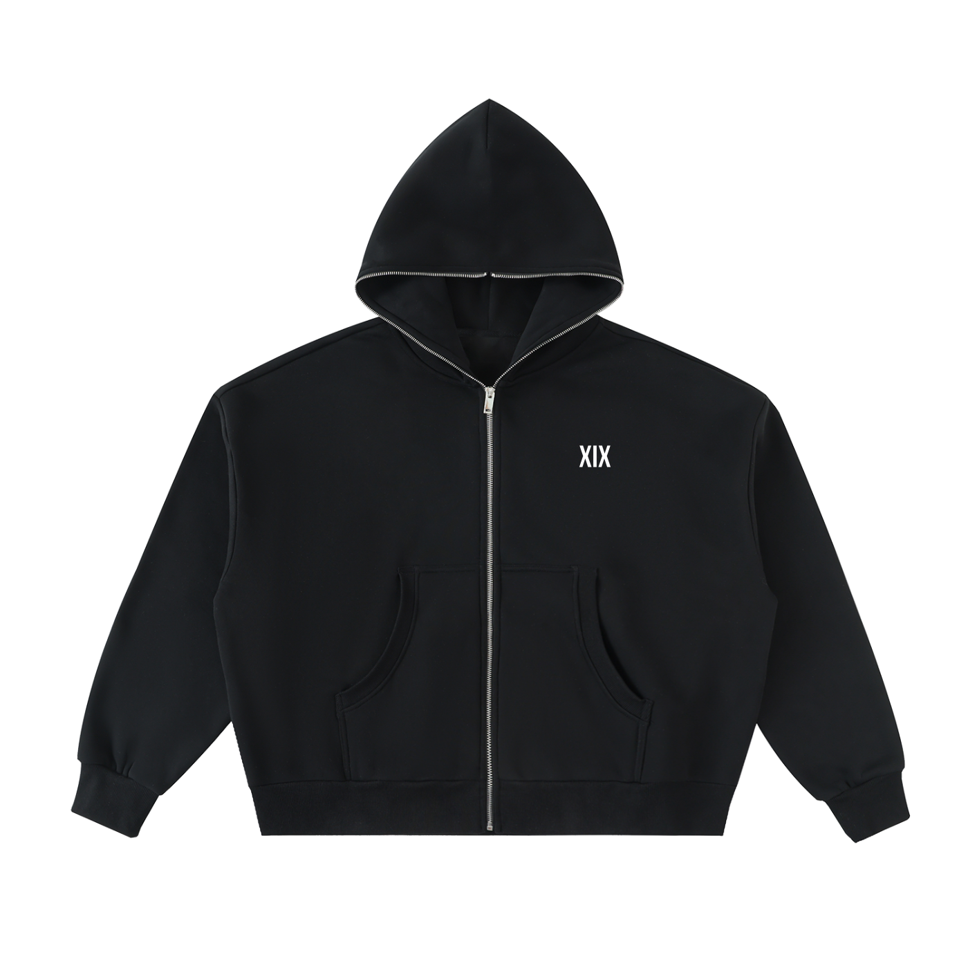 Fleeced Full-Zip Boxy Hoodie