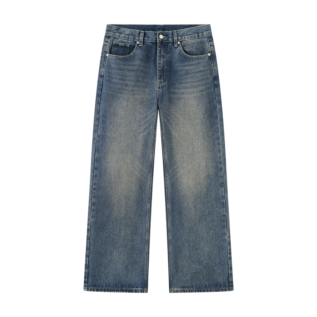 HEAVYWEIGHT VINTAGE WASHED STRAIGHT-LEG PANTS