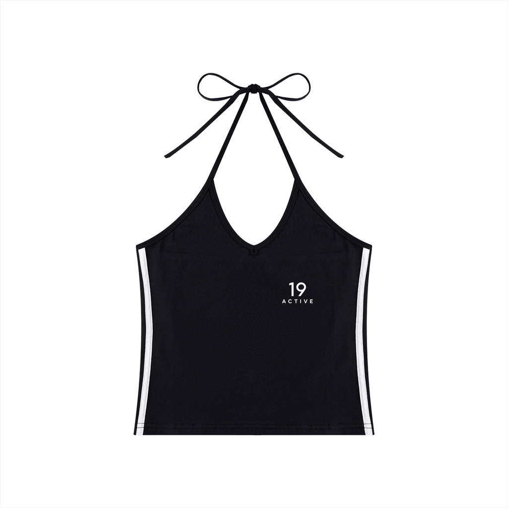 Women's Color Block Halter Crop Tank Top