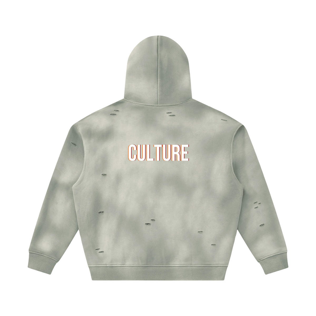 DISTRESSED WASHED CULTURE OVERSIZED HOODIE