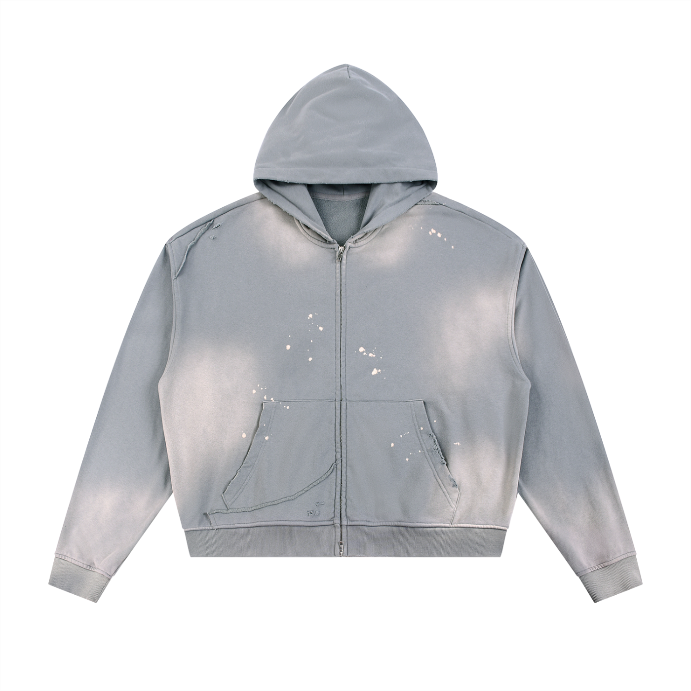 DISTRESSED WASHED ZIP HOODIE