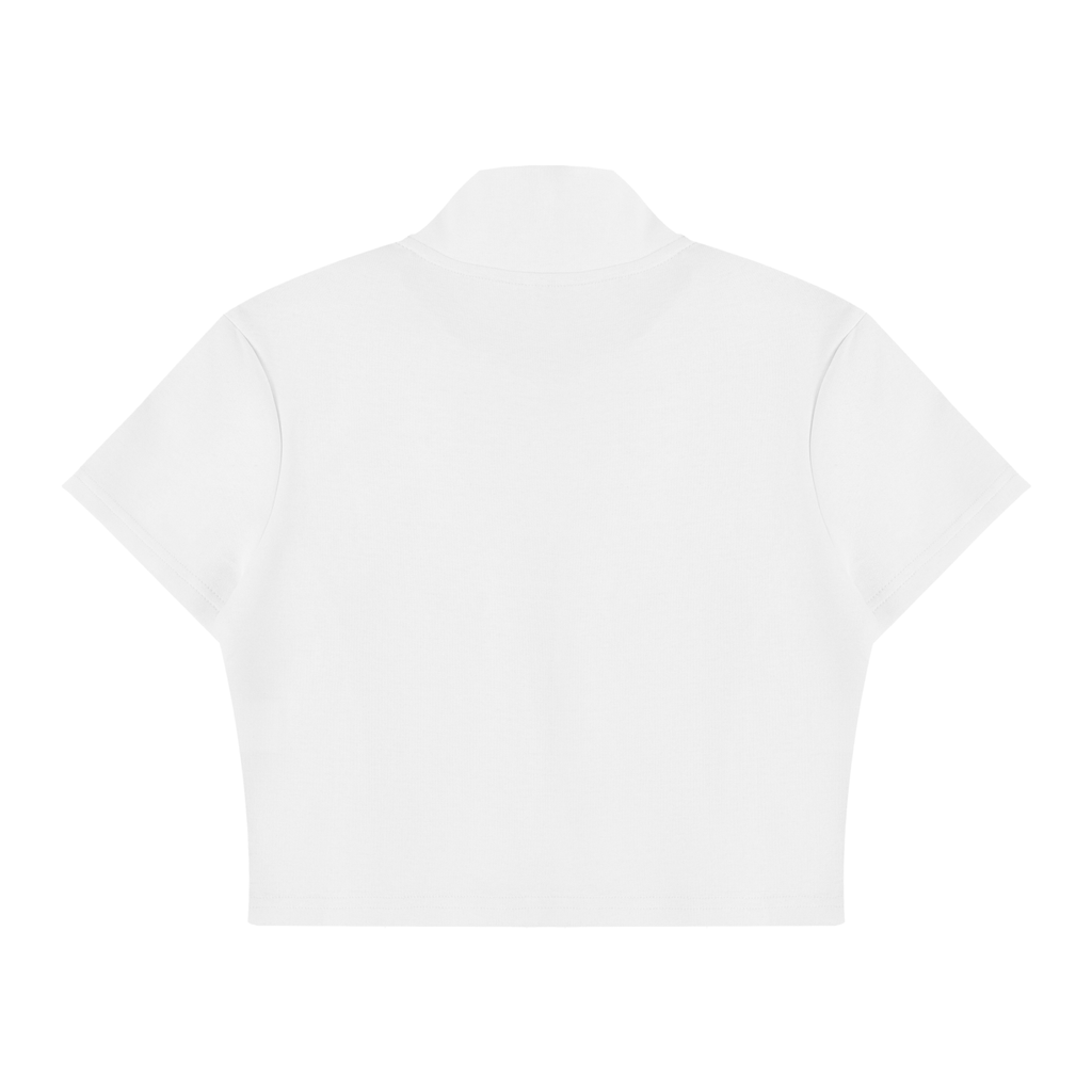 Cropped Full Zip Short Sleeve T-Shirt