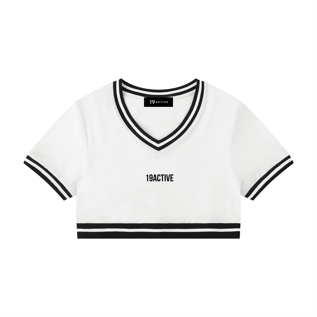 Women's Color Block V-Neck Crop T-Shirt