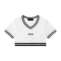Women's Color Block V-Neck Crop T-Shirt
