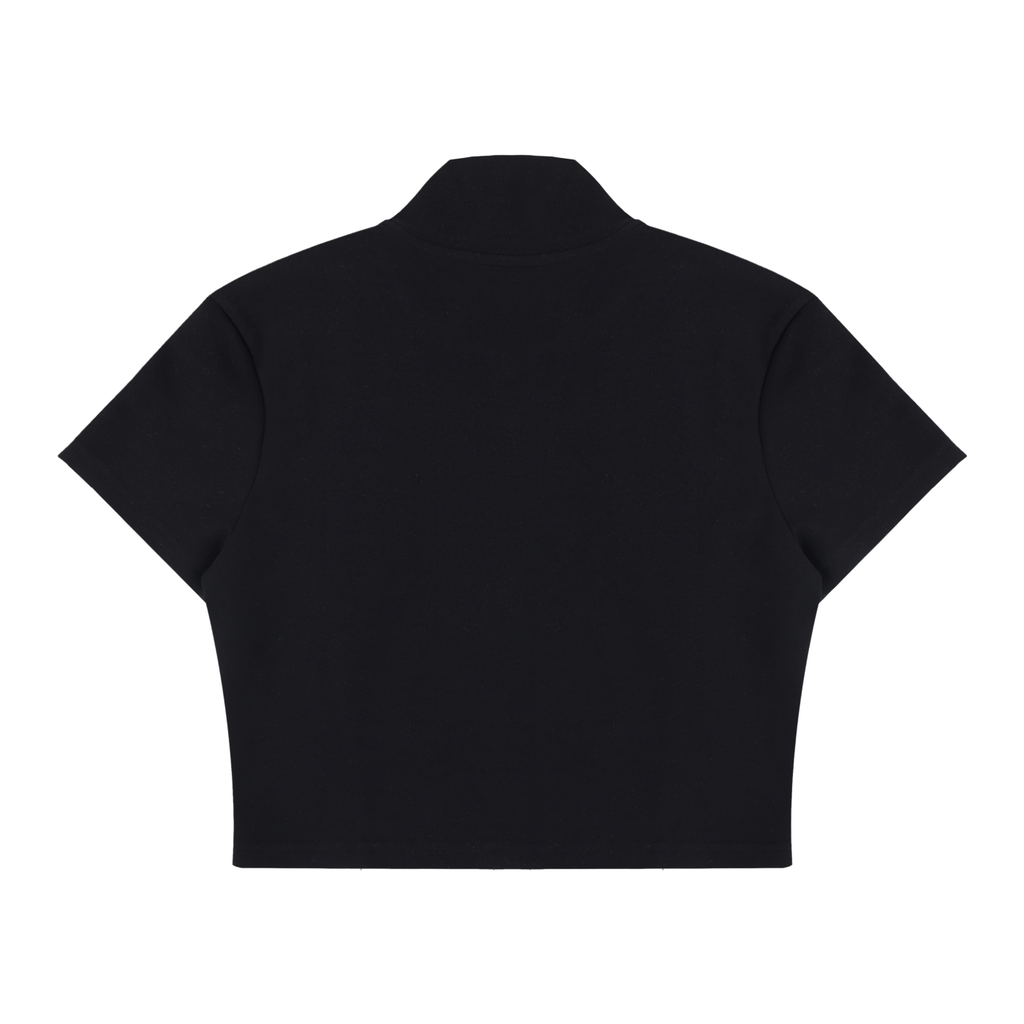 Cropped Full Zip Short Sleeve T-Shirt
