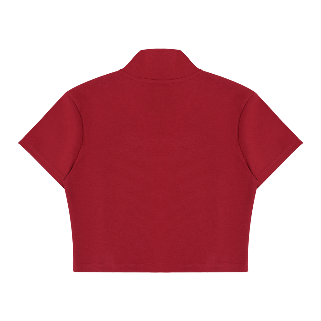 Cropped Full Zip Short Sleeve T-Shirt