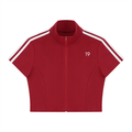 Cropped Full Zip Short Sleeve T-Shirt